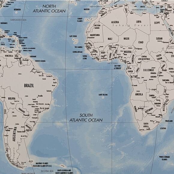 WORLD MAP TRAVEL POSTER Ready to Color-In 24x36 Countries Flags ~ Landmass Goods - Picture 4 of 8